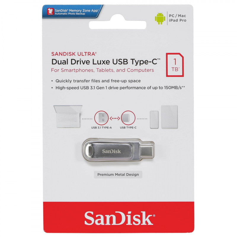 SanDisk | Ultra Dual Luxe 1TB USB Type-C/Type-A Flash Drive |  SDDDC4-1T00-G46