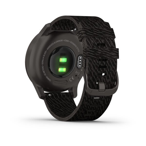 Garmin | Vivomove Style Hybrid Smartwatch and Fitness Tracker - Graphite Aluminum Case with Black Pepper Woven Nylon Band | 010-02240-03