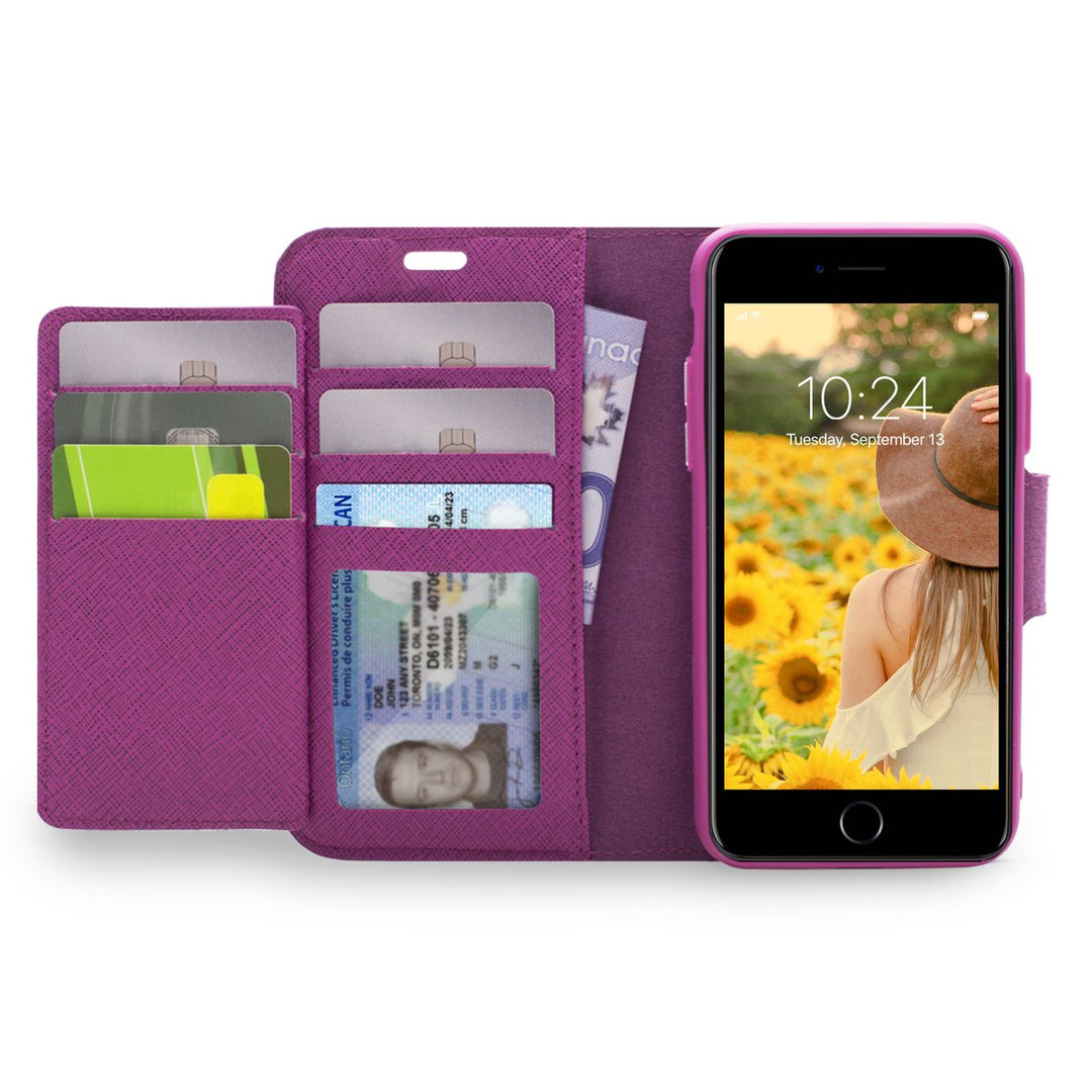 Caseco | Sunset Blvd | iPhone SE/SE2/8/7/6 - 2-in-1 RFID Blocking Folio Case - Purple | C3508-11