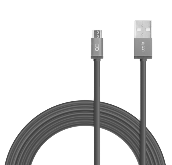 LOGiiX | Piston Connect XL USB-A to Micro-USB - 3M/10FT - Graphite Grey | LGX-11929