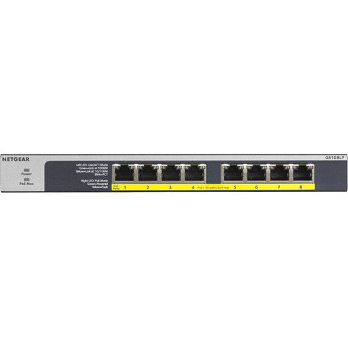 SO Netgear | 8-Port PoE+ Unmanaged Gigabit Ethernet Switch | GS108LP-100NAS