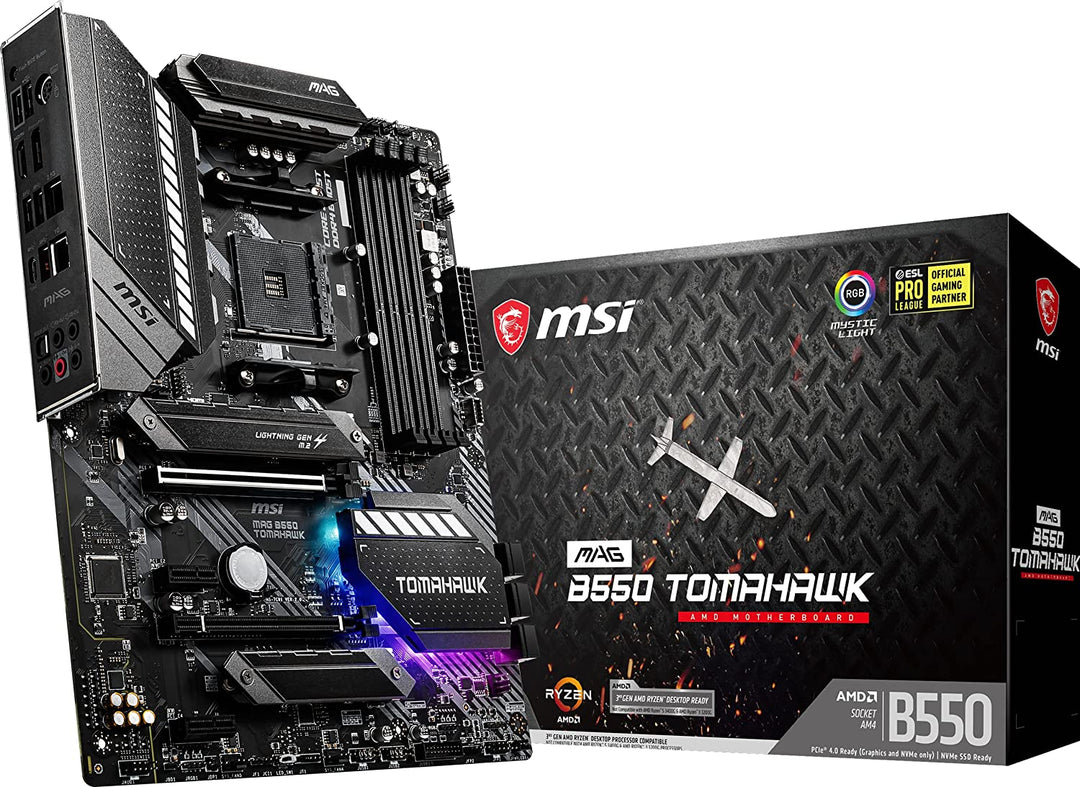 MSI | MAG B550 Tomahawk Gaming Motherboard (AMD AM4, DDR4, PCIe 4.0, SATA 6Gb/s, M.2, USB 3.2 Gen 2, HDMI/DP, ATX) | B550TMHWK