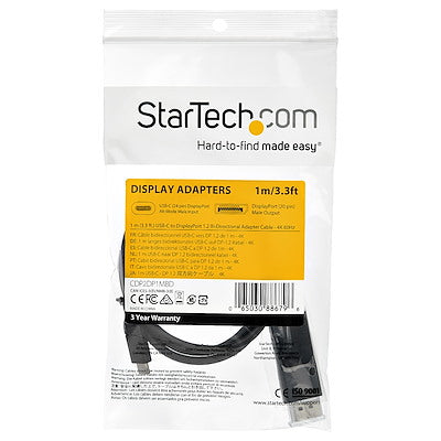 Startech | USB-C (M) - Displayport 1.2 (M) Cable - 1m / 3ft | Cdp2dp1mbd