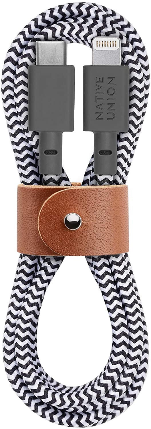 Native Union | Belt Cable KV USB-C to Lightning 4ft/1.2m - Zebra | BELT-KV-CL-ZEB-2