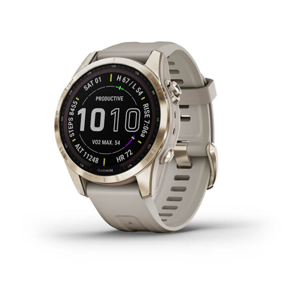 Garmin | Fenix 7S 42mm Smartwatch Sapphire Solar Edition Cream Gold Titanium | 010-02539-20