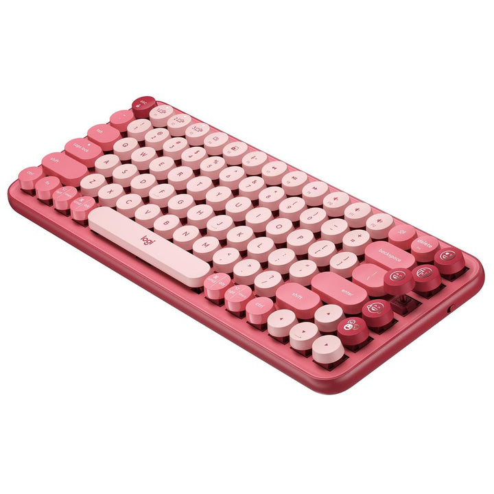 Logitech | POP Keys Wireless Mechanical Keyboard with Customizable Emoji Keys - Heartbreaker - Rose | 920-010709 PROMO ENDS NED