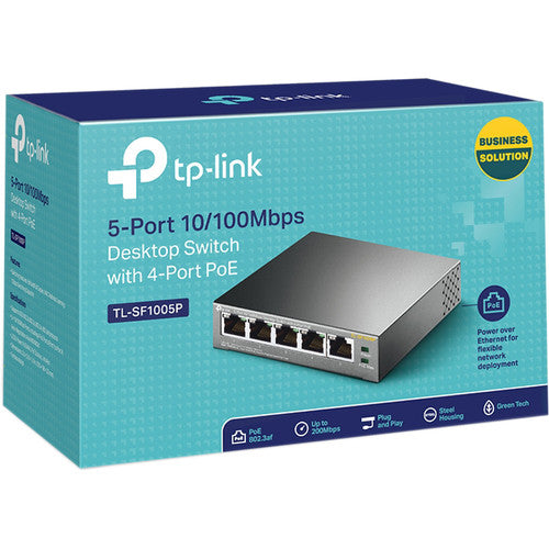 TP-Link | 5-Port 10/100Mbps Unmanaged Desktop Switch with 4-Port PoE | TL-SF1005P