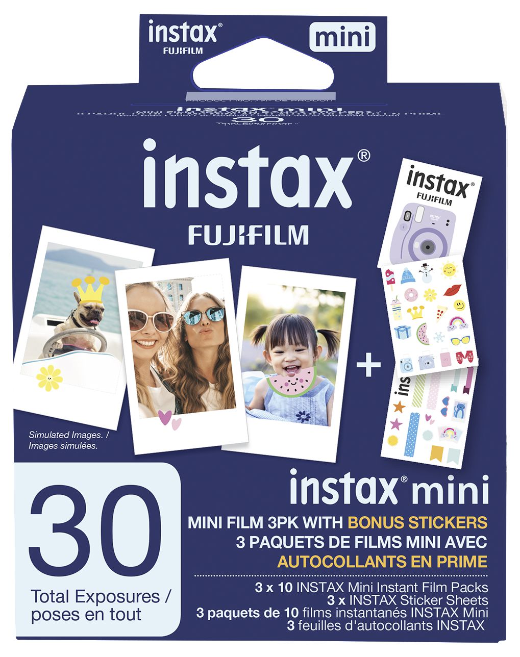 Fujifilm | Instax Mini Instant Film 3Pk W/Bonus Stickers (30 Exposures) | 600022104