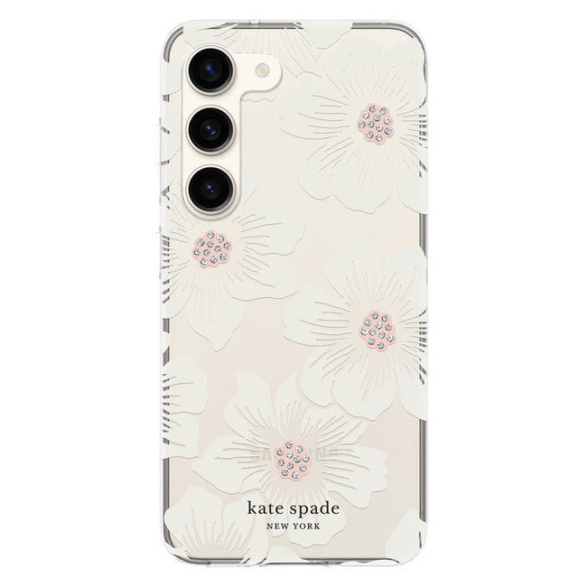 //// Kate Spade NY | Protective Hardshell Case Samsung Galaxy S23 Hollyhock Floral Clear/Cream| 120-6601