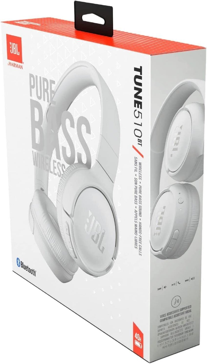 JBL | Tune 510BT Wireless Bluetooth Stereo Headphones - White | JBLT510BTWHTAM