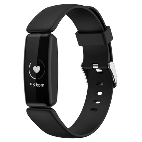 Strapsco | Fitbit Inspire 2 - Smooth Rubber Band - Black - Small | FB.R60.1.S