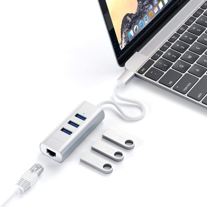 Satechi | Type-C 2-in-1 USB Hub with Ethernet - Silver | ST-TC2N1USB31AS