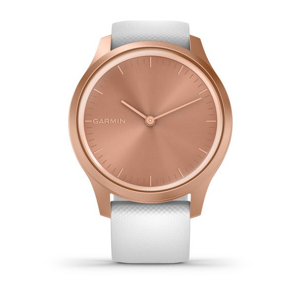Garmin | Vivomove Style Hybrid Smartwatch and Fitness Tracker - Rose Gold Aluminum Case with White Silicone Band | 010-02240-00