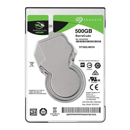 Seagate | BarraCuda 500GB Internal Hard Drive HDD 2.5 Inch SATA 6 Gb/s 5400 RPM 128MB Cache | ST500LM030