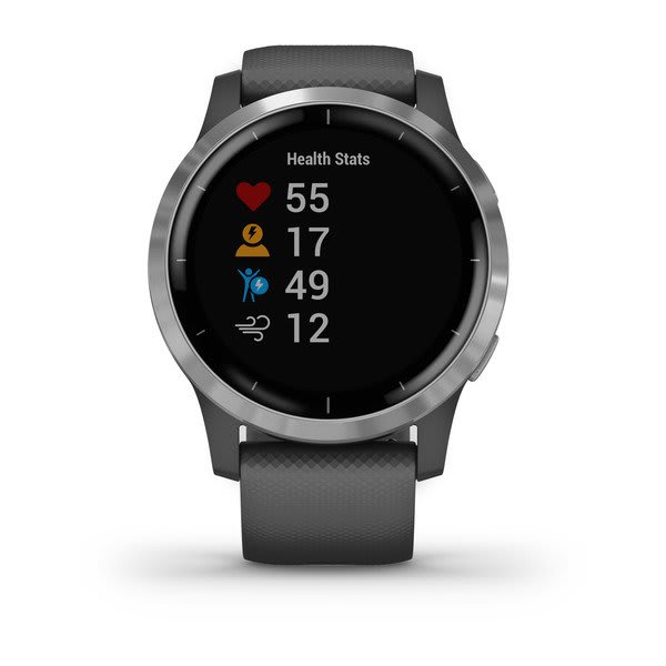 Garmin | VÃ­voactive 4 Smartwatch and Fitness Tracker Shadow Gray with Silver Hardware | 010-02174-01