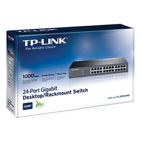 TP-Link | 24 port Gigabit Unmanaged Switch, 1U 13-inch rack-mountable Steel Case | TL-SG1024D