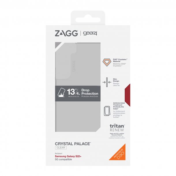 /// ZAGG GEAR4 | D3O Crystal Palace Case Galaxy S22+ Case 5G - Clear | 15-09711
