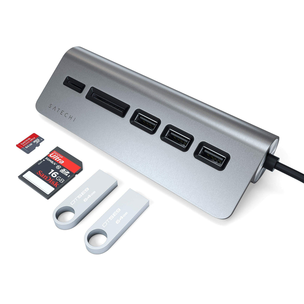 Satechi | Aluminum USB-C Hub with Card Reader - Space Gray | ST-TCHCRM