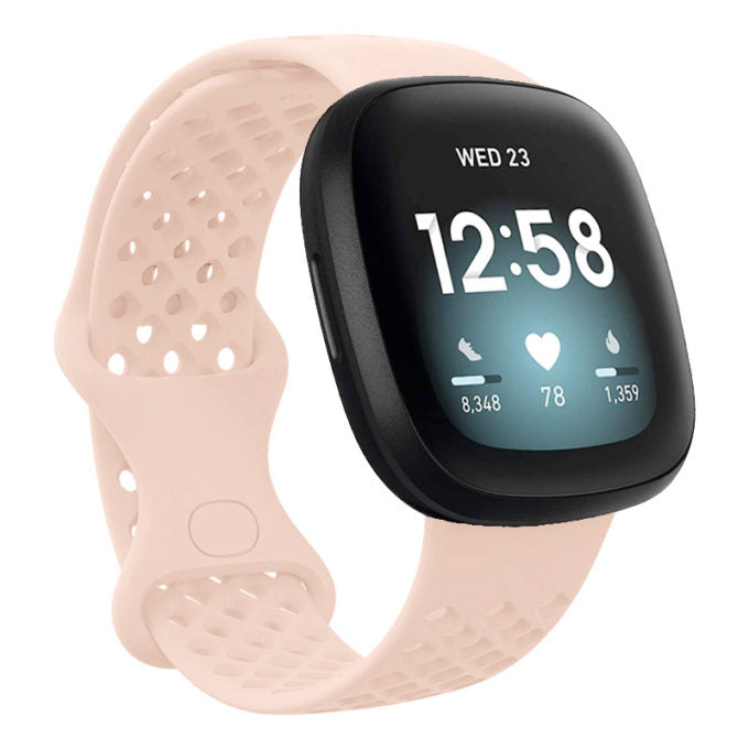 Strapsco | Fitbit Versa 3 - Perforated Rubber Infinity Band - Pink | f ...
