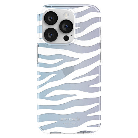 Kate Spade NY | iPhone 14 Pro - Protective Hardshell Case White Zebra/Iridescent Film/Pearl Foil | 120-6001