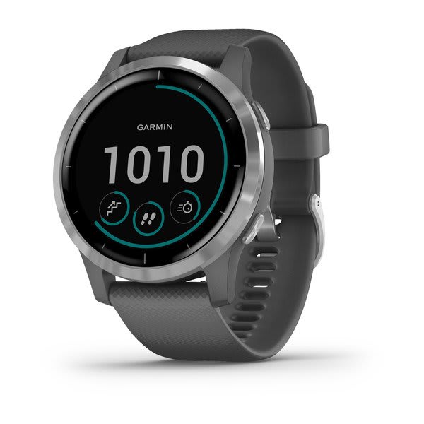 Garmin | VÃ­voactive 4 Smartwatch and Fitness Tracker Shadow Gray with Silver Hardware | 010-02174-01