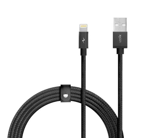 LOGiiX | USB-A to Lightning - Piston Connect Braid 1.5M / 5FT - Black | LGX-12393