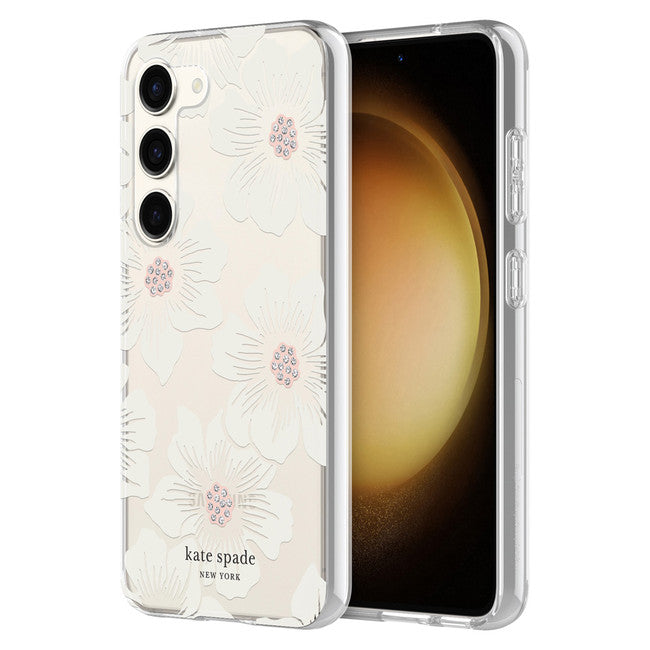 //// Kate Spade NY | Protective Hardshell Case Samsung Galaxy S23 Hollyhock Floral Clear/Cream| 120-6601