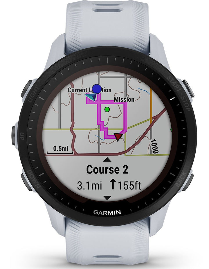 Garmin | Forerunner 955 Solar 46.5mm GPS Watch with Heart Rate Monitor - Whitestone | 010-02638-01