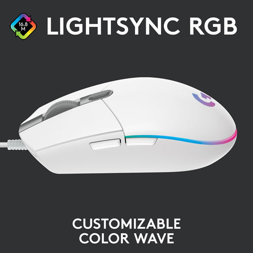 Logitech | G203 Lightsync 8000 DPI Optical Gaming Mouse - White | 910-005791