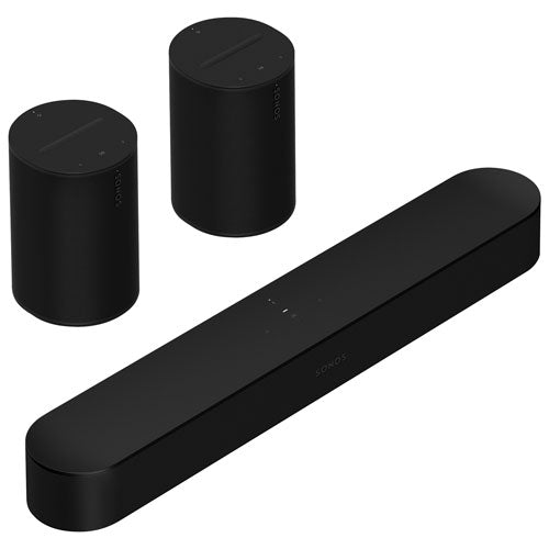 Sonos | Beam (2nd Gen) Sound Bar & 2 Era 100 Multi-Room Speakers - Black |