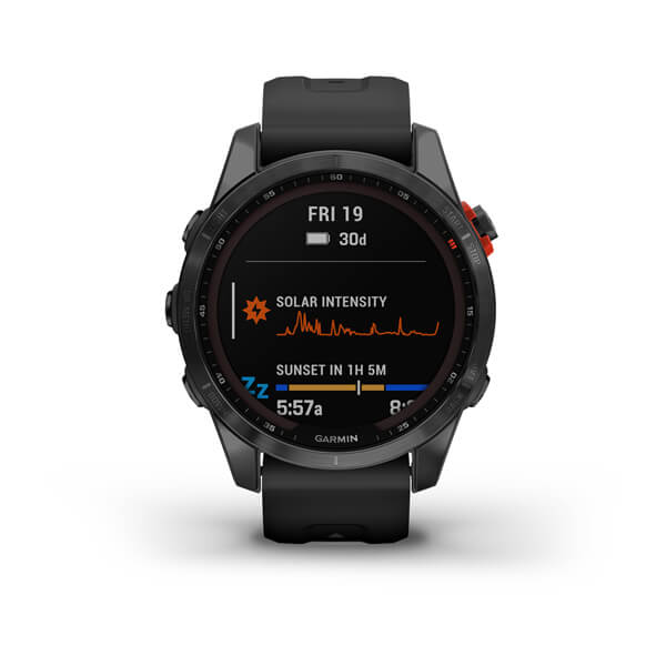Garmin | Fenix 7S Multisport GPS Watch Slate Gray with Black Band (Small) - Solar Edition | 010-02539-12