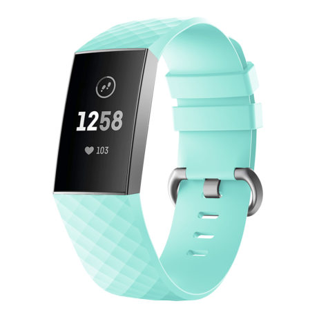 Strapsco | Fitbit Charge 3/4 - Rubber Strap - Turquoise - Small | FB.R32.11.M