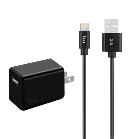 Blu Element | Wall Charger Single 2.4A with Lightning Cable - Black | 101-1400