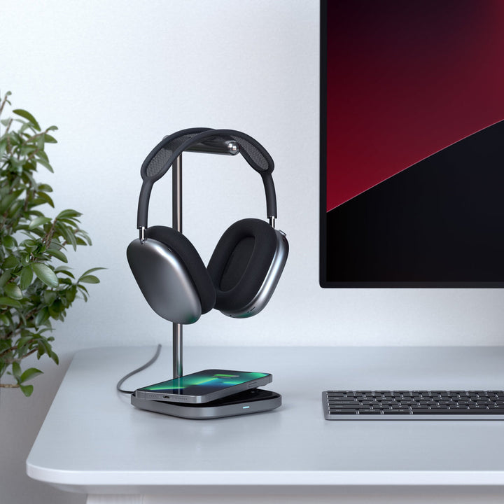 Satechi | 2in1 Headphone Stand with Wireless Charger - Space Gray | ST-UCHSMCM