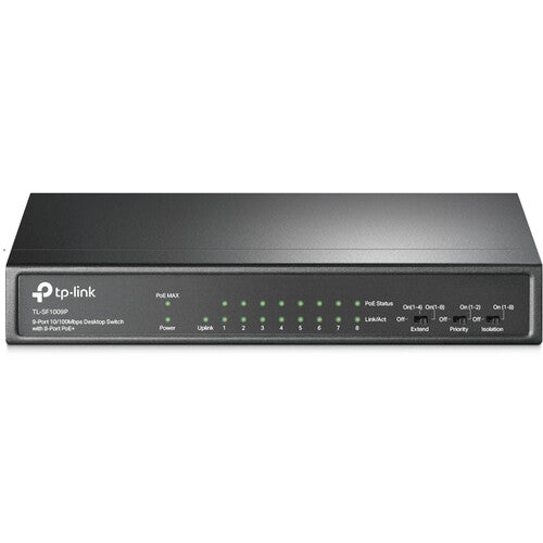 TP-Link | 9-Port 10/100Mbps Unmanaged Desktop Switch with 8-Port PoE+ | TL-SF1009P