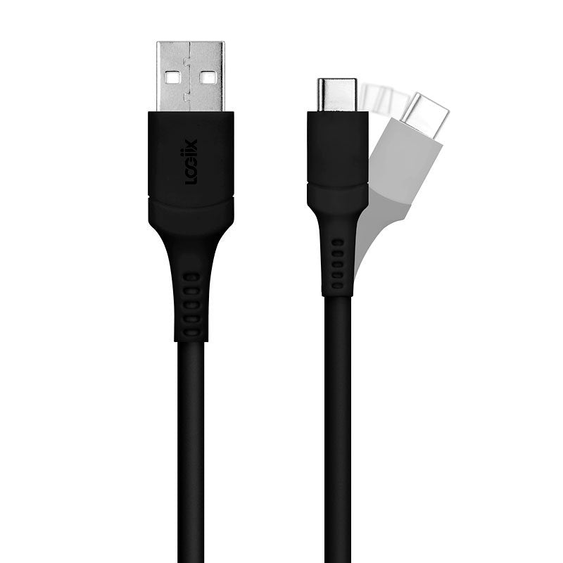 LOGiiX | Sync & Charge Anti Stress USB-A to USB-C 1.2M / 4FT - Black | LGX-12821