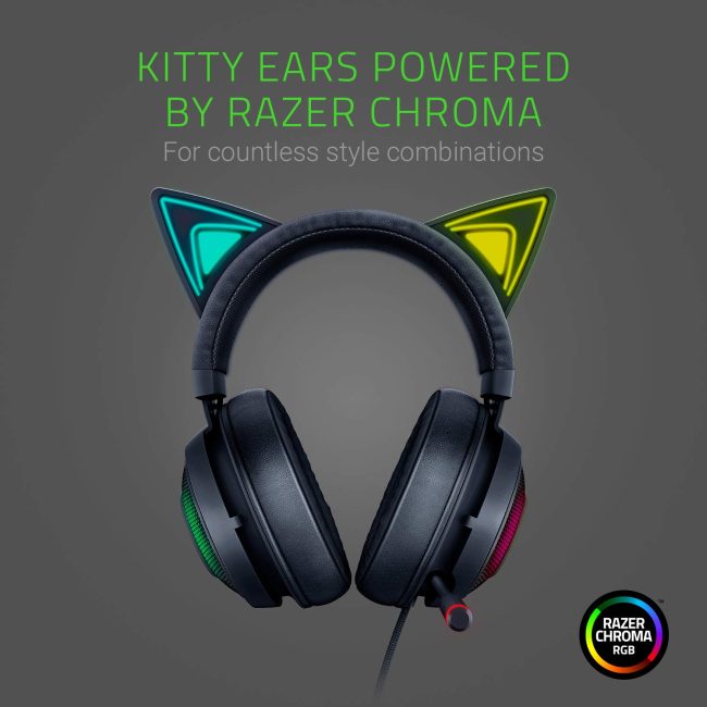 Razer | Kraken Kitty Edition Chroma USB Wired Over-Ear Gaming Headset - Black | RZ04-02980100-R3M1