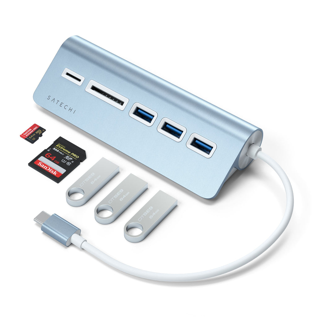 SO Satechi | TYPE-C Aluminum USB Hub & Card Reader - Blue | ST-TCHCRB