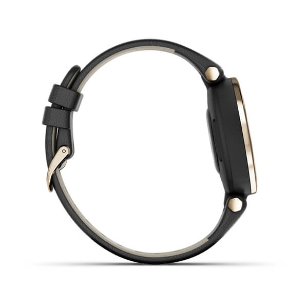 Garmin | Lily Classic Leather Heart Rate Smartwatch and Fitness Tracker with Assistan Alerts - Black | 010-02384-A1