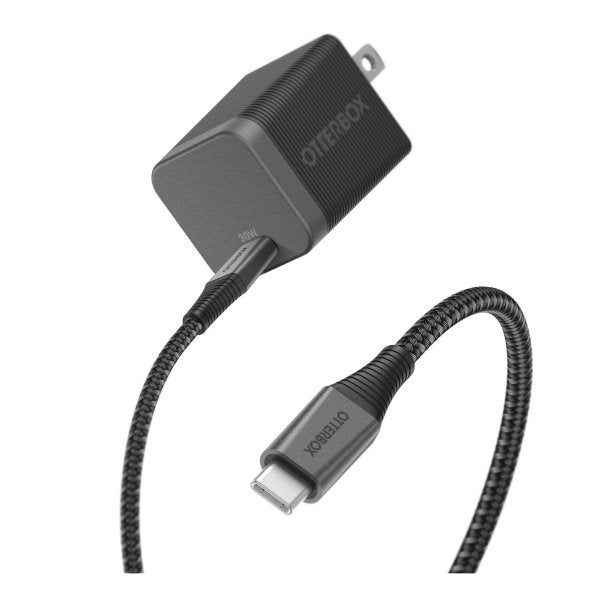 Otterbox | Wall Charger Kit Premium Pro Wall Charger w/ USB-C to USB-C Braided Cable 6ft/1.8m 30W - Black | 15-10585