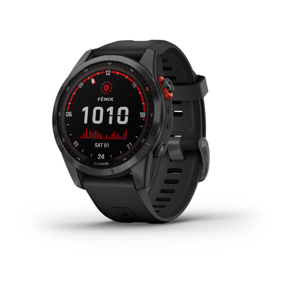 Garmin | Fenix 7S Multisport GPS Watch Slate Gray with Black Band (Small) - Solar Edition | 010-02539-12