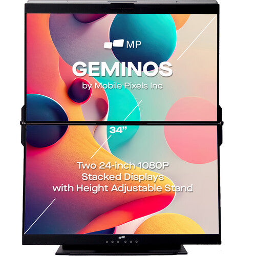 Mobile Pixels | Geminos Series 24" FHD Dual-Stacked Vertical Monitor - Black | MP-116-1001P01