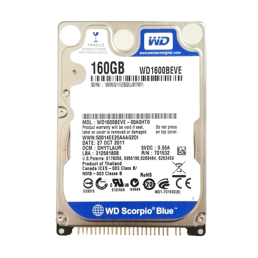 WD | Scorpio Blue 160GB 5400RPM 8MB Cache PATA 2.5-Inch Internal Hard Drive | WD1600BEVE