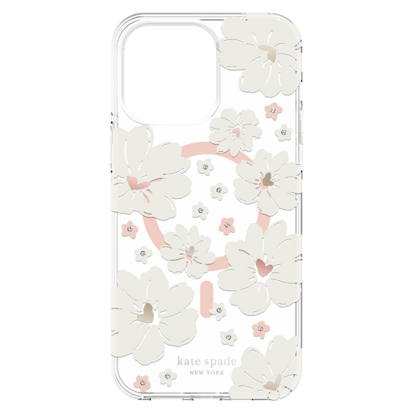 /// Kate Spade NY | Protective Hardshell Case with MagSafe iPhone 14 Pro Max - Classic Peony/Cream/Rose Gold Foil/Gold Foil/Gems |  KSIPH-237-CFLCC