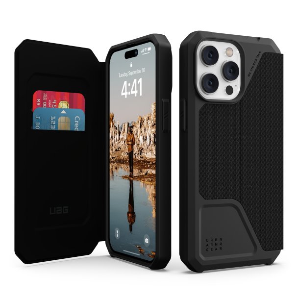 UAG | Metropolis Folio Case iPhone 14 Pro Max - Kevlar Black | 15-10196