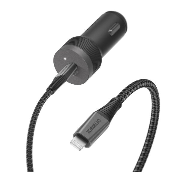 Otterbox | Car Charger Kit - USB-C to Lightning - 30W USB-C PD Premium Pro CLA Car Charger w/(200cm) / 6Ft Braided Cable - Black | 15-10580