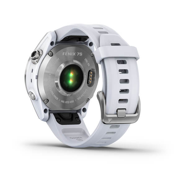 Garmin | Fenix 7S GPS Smartwatch Steel and Fitness Tracker with Incident Detection - Silver with Whitestone Band (Small) | 010-02539-02