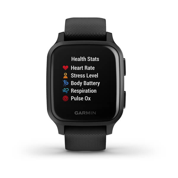 Garmin | Venu Sq GPS Music Smartwatch and Fitness Tracker with Incident Detection - Black | 010-02426-00