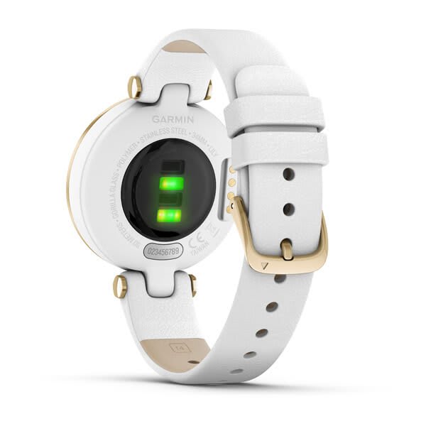 Garmin | Lily Classic Leather Heart Rate Smartwatch and Fitness Tracker with Assistan Alerts - White | 010-02384-A3