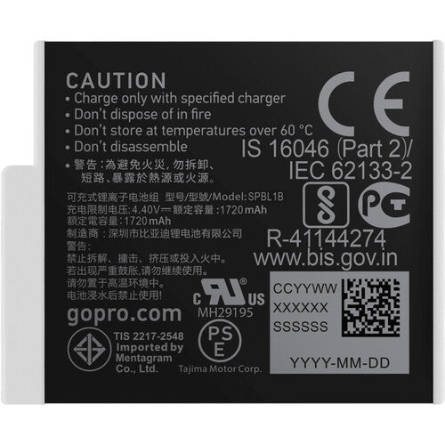 GoPro | Enduro Rechargable Battery  1720mA (H11 / 10  /H9 Black) | GP-ADBAT-011